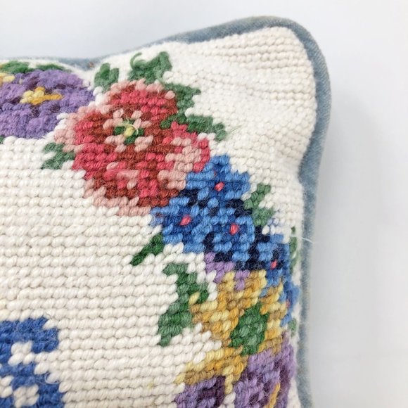 Vintage God Bless Our Home Needle Point Pillow, Mid Century Needle Point - Picture 4 of 9